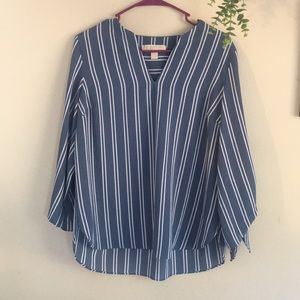 Blue and white striped blouse